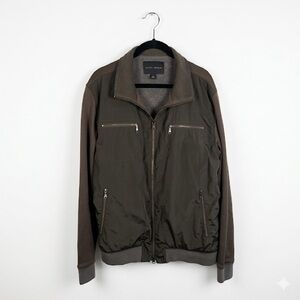 Banana Republic Olive Green Lightweight Hybrid‎ Bomber Men's Zip Jacket Large